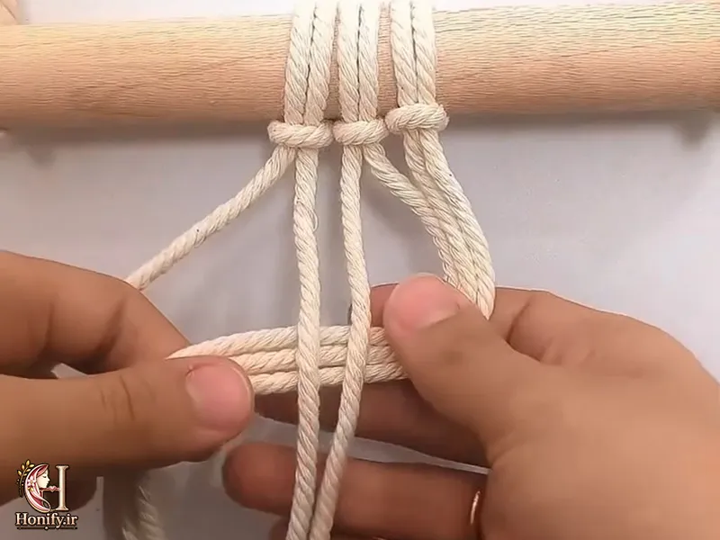 آموزش گره موج در مکرومه بافی و کاربرد آن در صندل