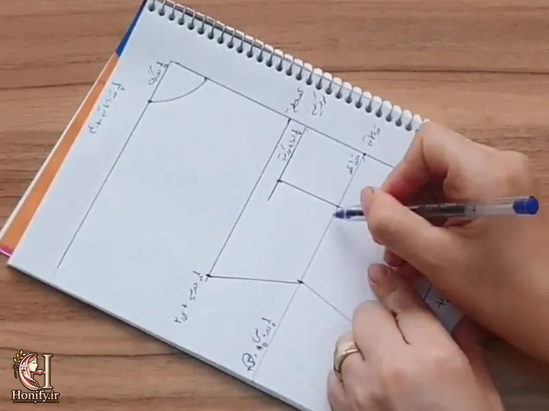 رسم الگو بالاتنه ساده برای خیاطی مبتدیان