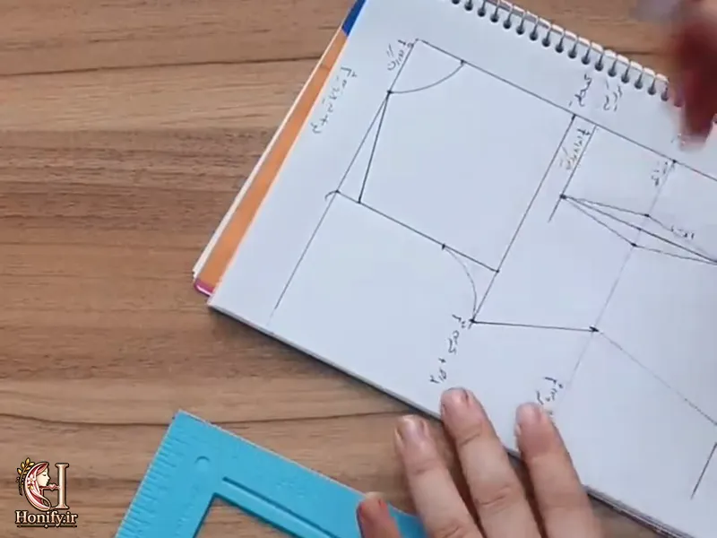 رسم الگو بالاتنه ساده برای خیاطی مبتدیان